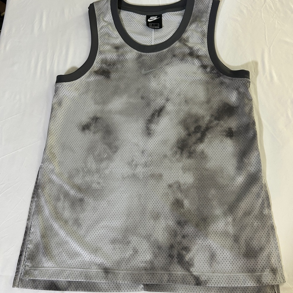 Nike Gray and Black Tie-Dye Mesh Tank Top